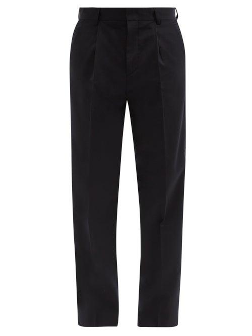 Matchesfashion.com Another Aspect - Single-pleated Wool-blend Trousers - Mens - Navy