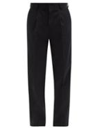 Matchesfashion.com Another Aspect - Single-pleated Wool-blend Trousers - Mens - Navy