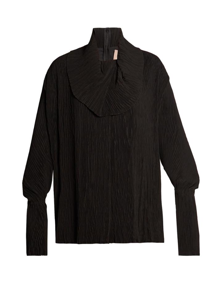 Roksanda Garland Draped-neck Pliss Top