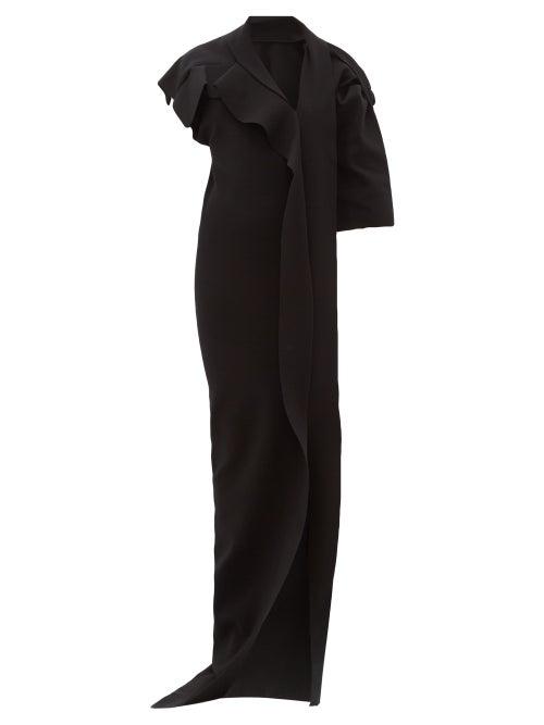 Matchesfashion.com Rick Owens - Patti Asymmetric Cut Out Knitted Maxi Dress - Womens - Black