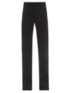 Ladies Rtw Alexander Mcqueen - Side-slit Boot-cut Wool-crepe Trousers - Womens - Black