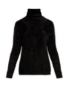 Matchesfashion.com Haider Ackermann - Aralia Cable Knit Velvet Sweater - Womens - Black