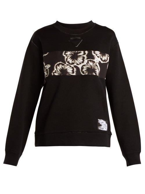 Matchesfashion.com Prada - Hibiscus Appliqu Sweatshirt - Womens - Black Multi