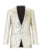 Tom Ford - Single-breasted Wave-brocade Suit Blazer - Mens - Gold Multi