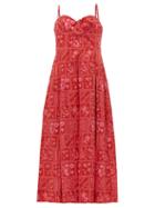 Agua By Agua Bendita - Mambo Floral-print Linen Dress - Womens - Red Print
