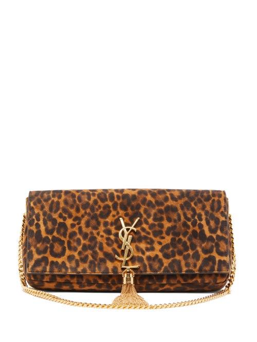 Matchesfashion.com Saint Laurent - Kate Tasseled Suede Cross-body Bag - Womens - Leopard