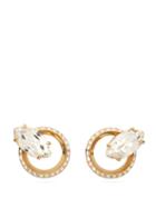 Matchesfashion.com Miu Miu - Round Crystal Embellished Clip Earrings - Womens - Gold