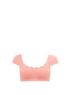 Matchesfashion.com Marysia - Mexico Scalloped-edge Cap-sleeve Bikini Top - Womens - Pink
