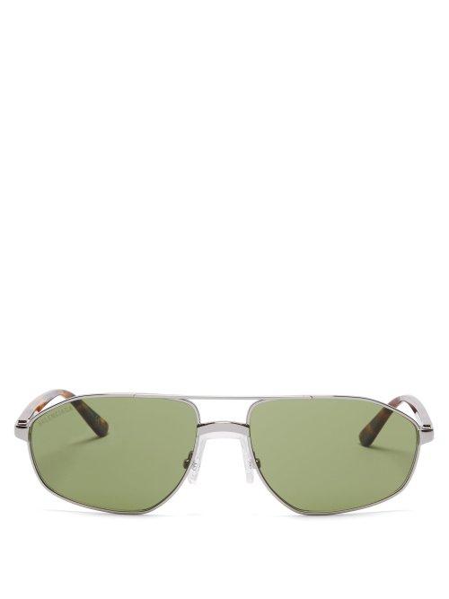 Matchesfashion.com Balenciaga - Aviator Metal Sunglasses - Mens - Grey