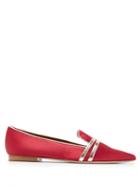 Matchesfashion.com Malone Souliers By Roy Luwolt - Hermione Point Toe Satin Flats - Womens - Red Multi