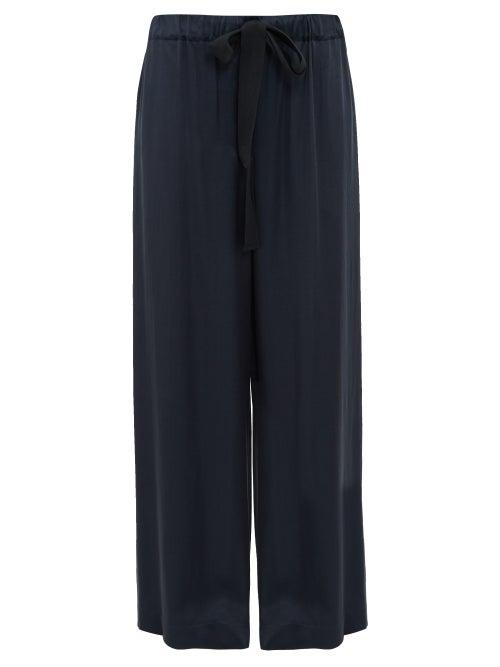 Matchesfashion.com Raey - Elasticated Drawstring Waist Satin Trousers - Womens - Navy