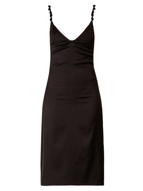 Matchesfashion.com Bottega Veneta - Knotted Strap Satin Pencil Dress - Womens - Black
