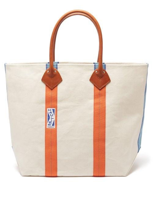 Haulier - Utility Medium Striped Canvas Tote Bag - Mens - Cream