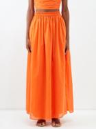 Bird & Knoll - Ocean Cotton-blend Maxi Skirt - Womens - Mid Orange