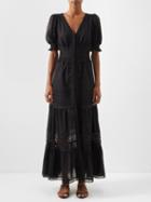 Charo Ruiz - Clemence Tiered Cotton-blend Dress - Womens - Black