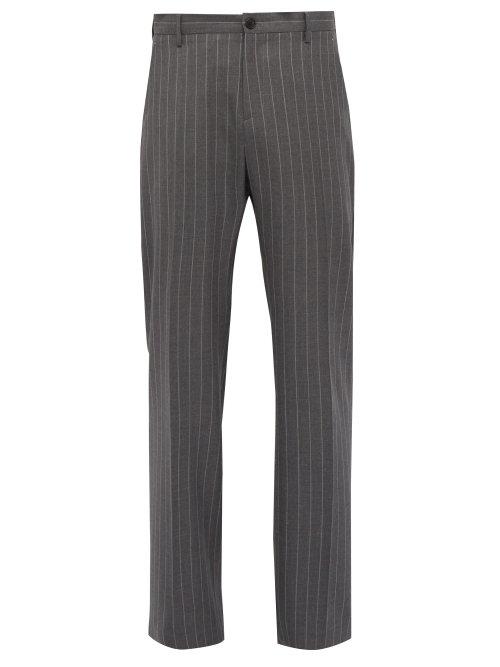 Matchesfashion.com Versace - Pinstriped Tailored Wool Trousers - Mens - Grey