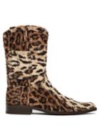 Matchesfashion.com Martine Rose - Leopard Print Shearling Western Boots - Womens - Leopard