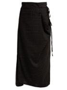 Matchesfashion.com Lemaire - Windowpane Check Midi Skirt - Womens - Black Multi