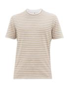 Matchesfashion.com Brunello Cucinelli - Striped Cotton-jersey T-shirt - Mens - Beige