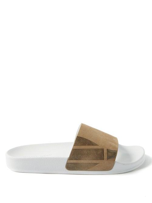 Frescobol Carioca - Humberto Suede-trim Rubber Slides - Mens - Brown