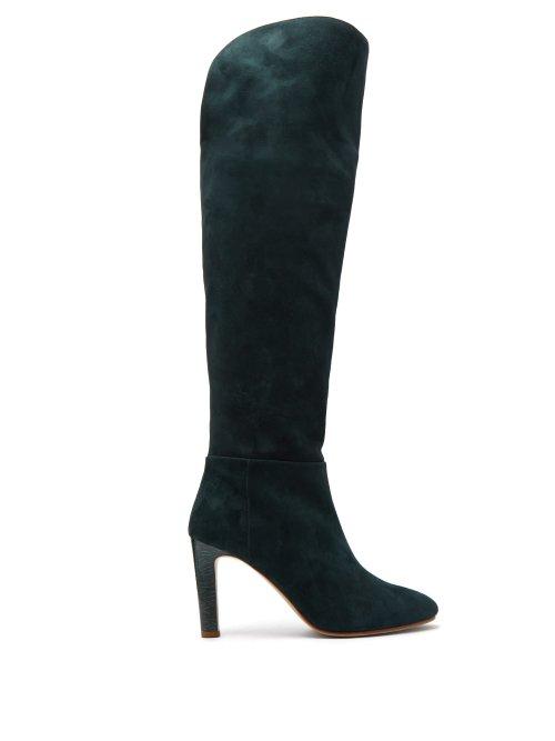 Matchesfashion.com Gabriela Hearst - Linda Over The Knee Suede Boots - Womens - Dark Green