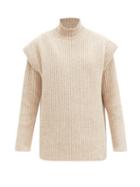 Matchesfashion.com Ganni - Cap-sleeve Recycled Wool-blend Sweater - Womens - Light Beige
