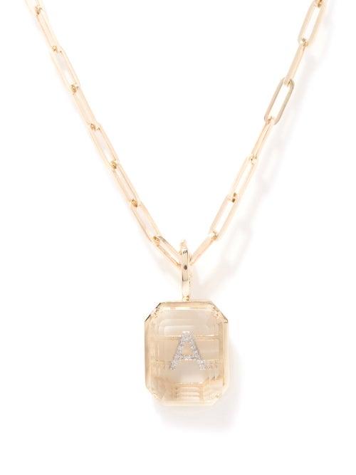 Mateo - Diamond & 14kt Gold Alphabet Charm A-z - Womens - Diamond