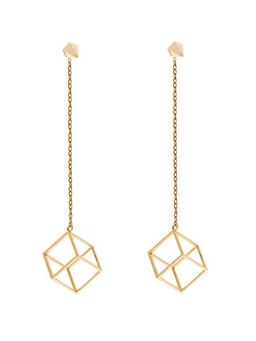 Noor Fares Pyramid And Cube Yellow-gold Earrings
