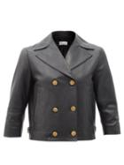 Matchesfashion.com Redvalentino - Cropped Double-breasted Leather Jacket - Womens - Black