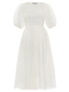Matchesfashion.com Molly Goddard - Gwyneth Puff-sleeved Tulle Midi Dress - Womens - Ivory