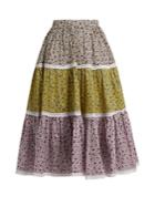 Anna October Contrast-print Cotton Skirt