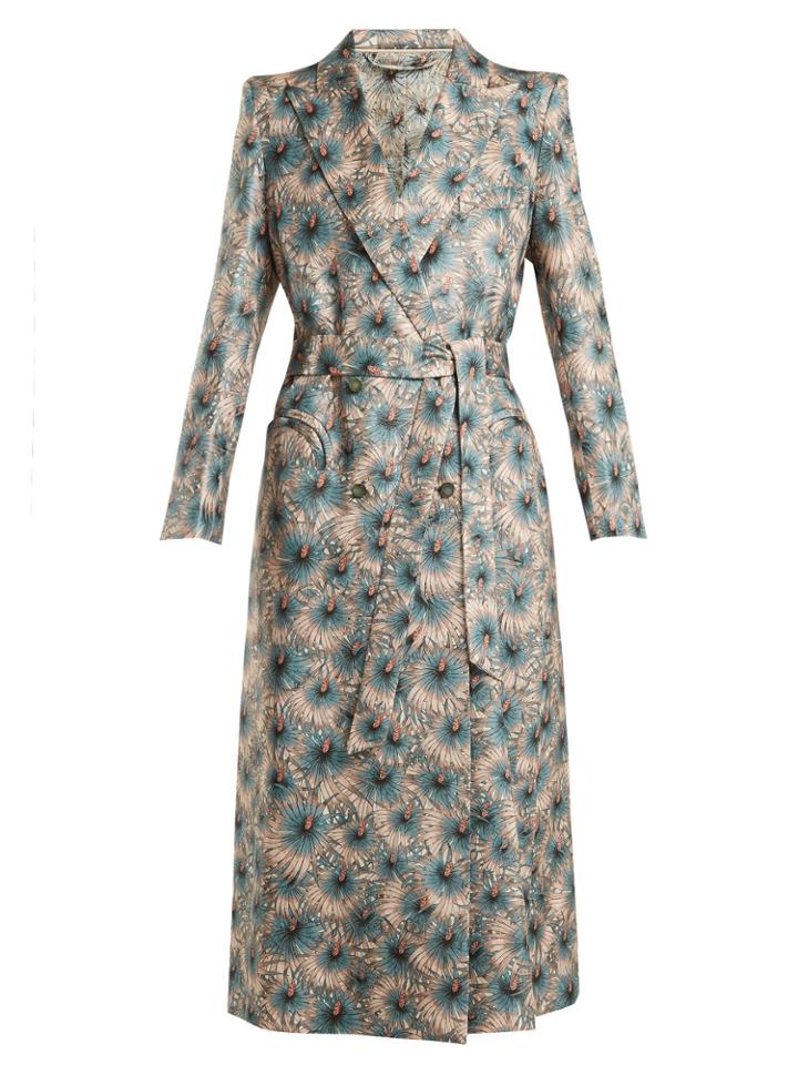 Blazé Milano Astarte Floral-print Tie-waist Silk-blend Coat