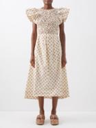 Sea - Wilma Floral-print Cotton-blend Midi Dress - Womens - Cream