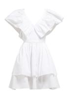 Matchesfashion.com Loup Charmant - Butterfly Ruffle Trim Cotton Pinafore Dress - Womens - White