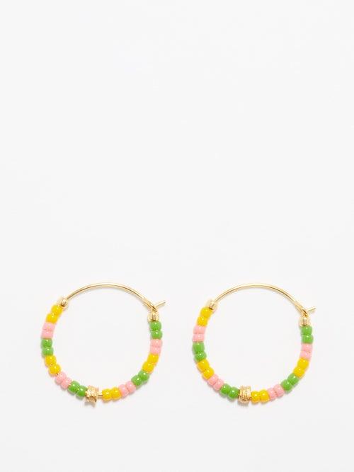 Anni Lu - Paradiso Beaded 18kt Gold-plated Hoop Earrings - Womens - Multi