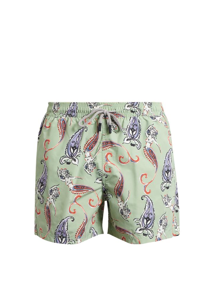 Etro Paisley And Mermaid-print Swim Shorts