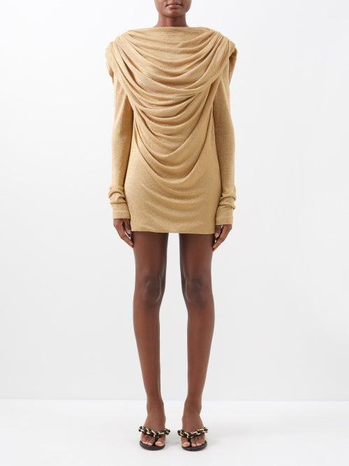 Khaite - Taiden Draped Open-back Mini Dress - Womens - Gold