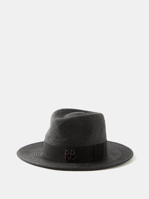 Ruslan Baginskiy - Monogram-logo Straw Hat - Womens - Black