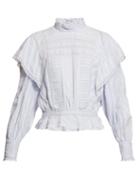 Matchesfashion.com Isabel Marant Toile - Perla Crochet Insert Voile Blouse - Womens - Light Blue