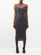 Khaite - Pilar Metallic Ribbed-knit Midi Dress - Womens - Dark Grey