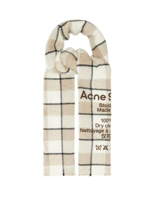 Acne Studios - Cassiar Narrow New Checked Wool Scarf - Womens - Cream Multi