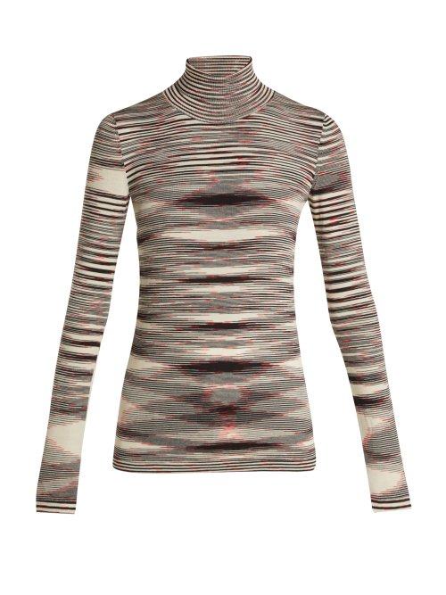 Matchesfashion.com Missoni - Intarsia Knit Roll Neck Wool Sweater - Womens - Black Multi