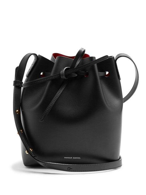 Matchesfashion.com Mansur Gavriel - Red Lined Mini Leather Bucket Bag - Womens - Black Red