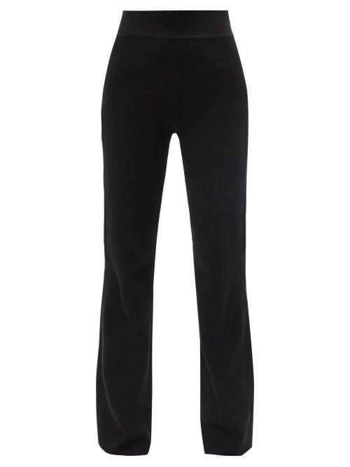 Ladies Rtw Frame - High-rise Ribbed Cotton-blend Flared-leg Trousers - Womens - Black