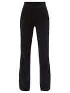 Ladies Rtw Frame - High-rise Ribbed Cotton-blend Flared-leg Trousers - Womens - Black