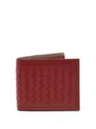 Matchesfashion.com Bottega Veneta - Intrecciato Bi Fold Leather Wallet - Mens - Burgundy