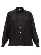 Matchesfashion.com Ryan Roche - Faux-pearl Buttoned Silk Blouse - Womens - Black