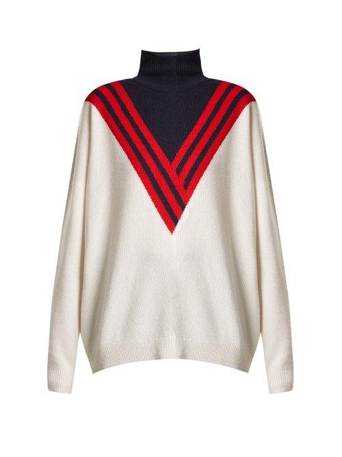Matchesfashion.com Barrie - Halls Of Ivy Ski Roll Neck Knit Sweater - Womens - Ivory Multi