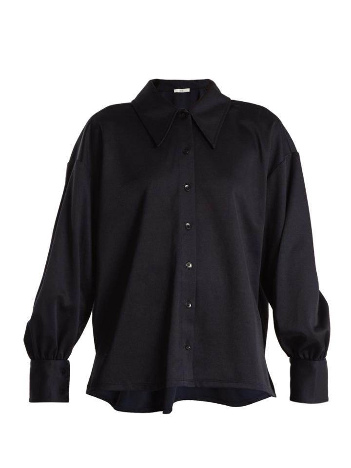 Tibi Sculpted Balloon-sleeve Piqu Shirt
