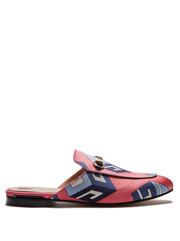 Gucci Princetown Gg Wallpaper-print Satin Loafers